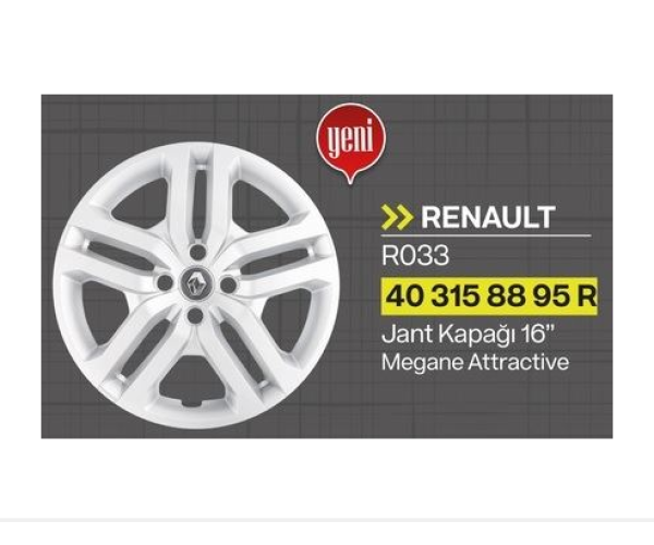 MEGANE ATTRACTİVE JANT KAPAĞI 16 İNC ( 1 ADET ) GLD-TR033