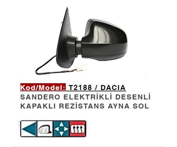 DACİA SANDERO SOL DIŞ DİKİZ AYNA ELEKTRİKLİ KAPAKLI 963018251R GLD-T2188