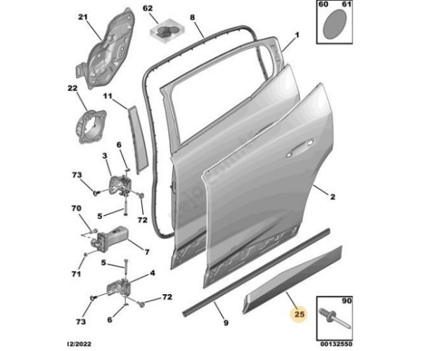 Peugeot 408 Sağ Arka Kapı Çıtası Bandı 98407281XT