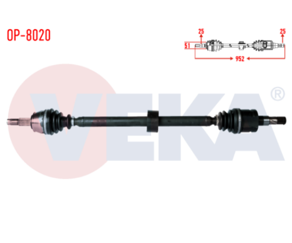 OPEL CORSA D 1.3 CDTI  ÖN SAĞ AKS KOMPLE 952mm 2006-2014 ARASI OP-8020