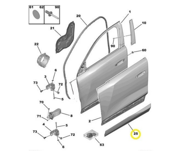 Peugeot 408 P54 Sağ Ön Kapı Bandı / Çıtası 98407283XT