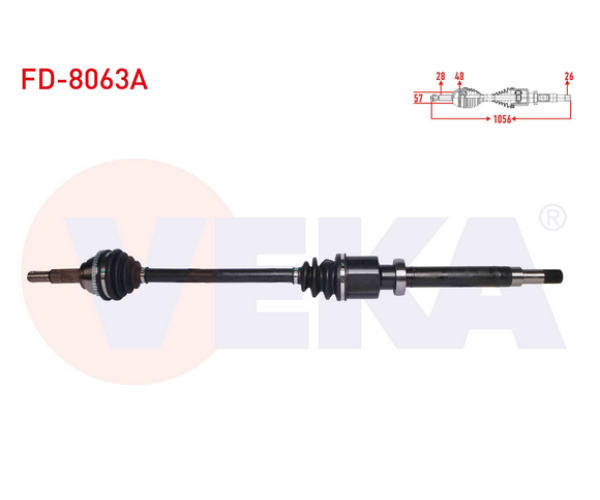 FORD TRANSİT V184 2.0 TDCI SAĞ ÖN AKS KOMPLE (ÖNDEN ÇEKİŞ) ABSLI 2000-2006 ARASI GP.FD-8063A