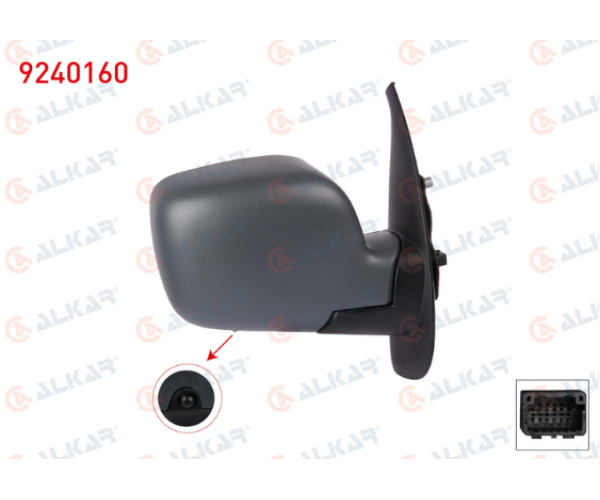 RENAULT KANGOO SAĞ DIŞ DİKİZ AYNA ELEKTRİKLİ ISITMALI SENSÖRLÜ 7 PİN 2008-2012 / 7701068848 